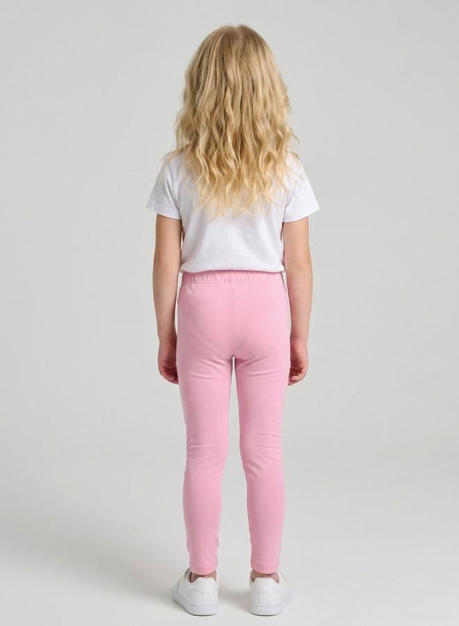 Take Two Girls Light Pink Solid Full Length Leggings By Juniorloom - Image 3