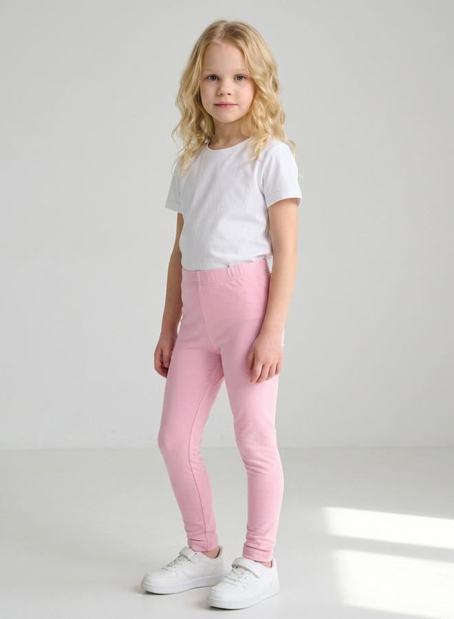 Take Two Girls Light Pink Solid Full Length Leggings By Juniorloom - Image 2