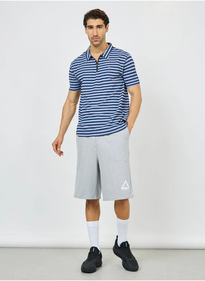 ستايلي Striped Silicon Tape Zip Detail Regular Fit Polo