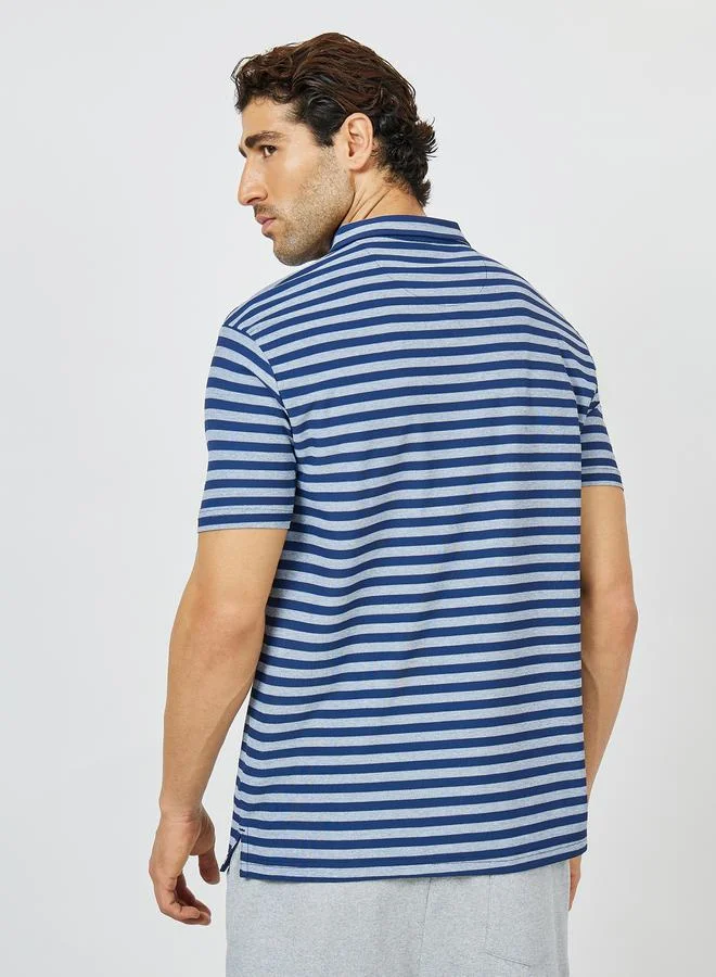 ستايلي Striped Silicon Tape Zip Detail Regular Fit Polo