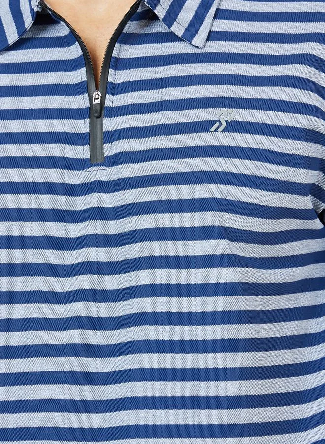ستايلي Striped Silicon Tape Zip Detail Regular Fit Polo