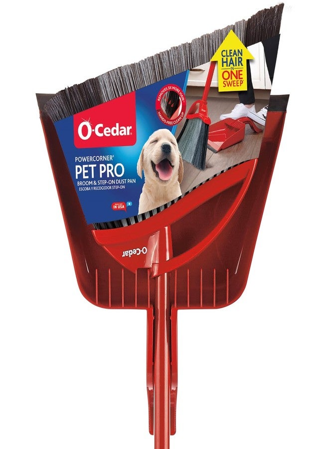 o cedar O-Cedar Pet Pro Broom with Step-On Dustpan | Remove 99% with One Sweep | DustPan Removes 3 Times More Pet Hair | Quiet Cleaning Tool for Cat and Dog Owners - Image 1