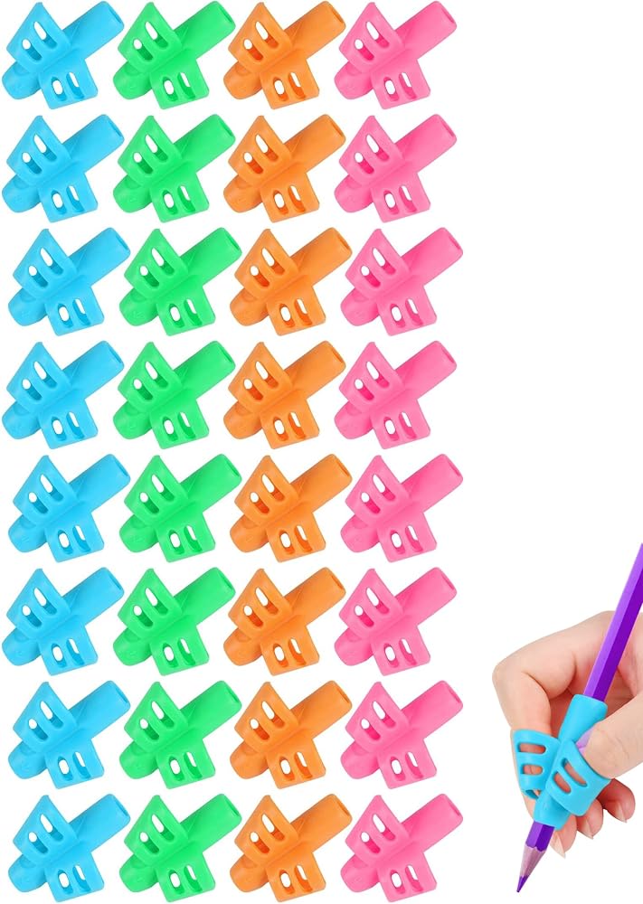 SANNIX 32 Pack Pencil Kids Grips for Kids Handwriting, Pencil Holder for Kids, Handwriting Grip, Ergonomic Training Pencil Pen Grips, Writing Tool for Toddlers Preschoolers, Children - Image 1