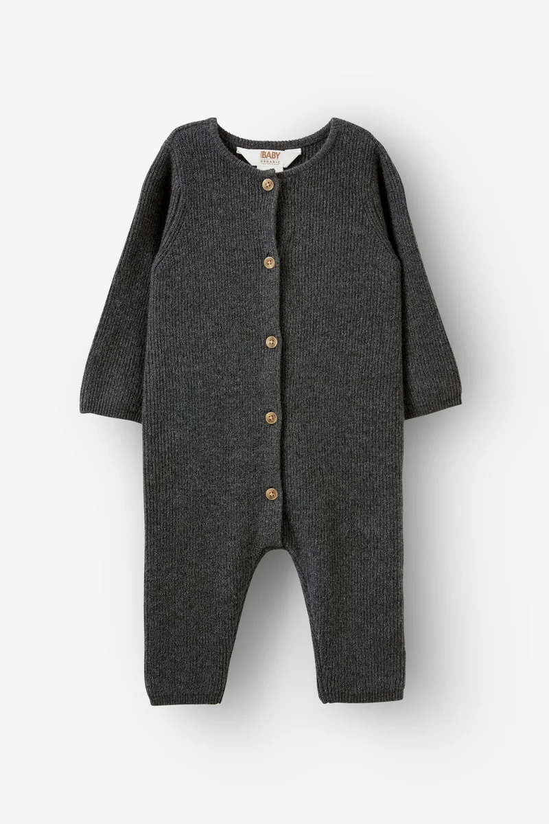 كوتون اون Organic Blend Knit Long Sleeve Romper
