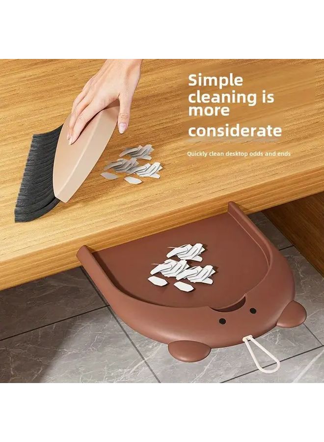 Brown Bear Mini Broom and Dustpan Set Compact Cleaning Brush for Keyboard Desk Home - Image 2