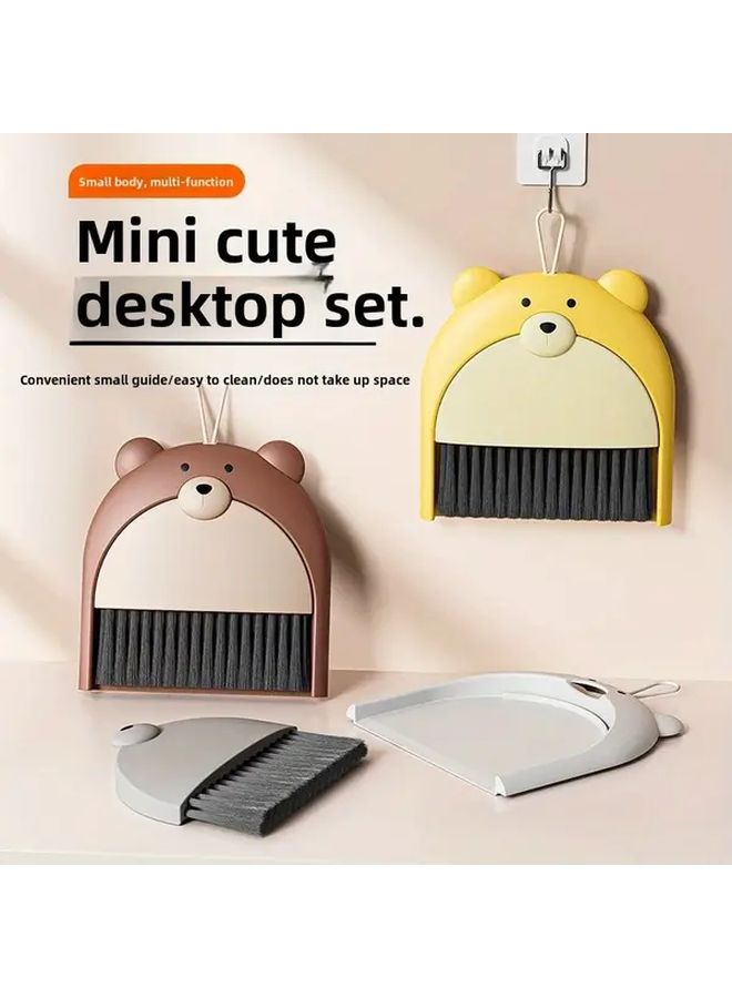 Brown Bear Mini Broom and Dustpan Set Compact Cleaning Brush for Keyboard Desk Home - Image 1