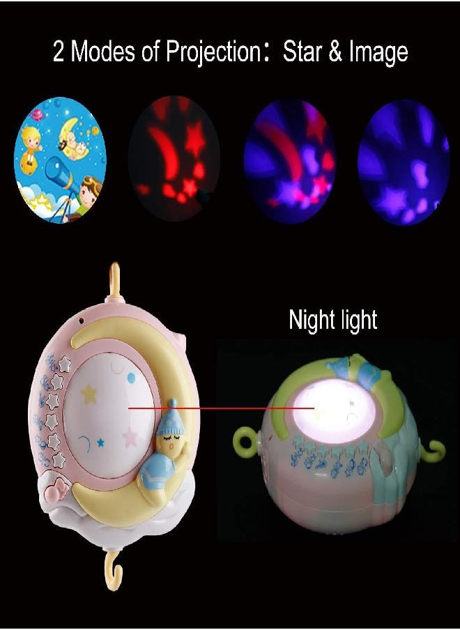Mini Tudou - Baby Musical Crib Mobile with Timing Function Projector and Lights,Hanging Rotating Rattles and Remote Control Music Box with 150 Melodies,Toy for Newborn 0-24 Months - Image 1