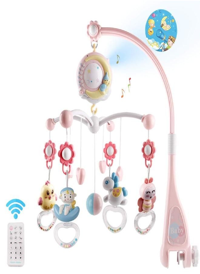 Mini Tudou - Baby Musical Crib Mobile with Timing Function Projector and Lights,Hanging Rotating Rattles and Remote Control Music Box with 150 Melodies,Toy for Newborn 0-24 Months - Image 1