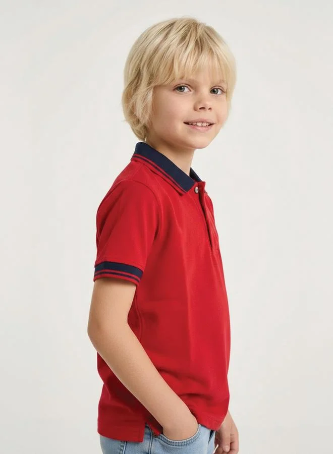 تايك تو Boys Contrast Collar Polo T-Shirt By Juniorloom