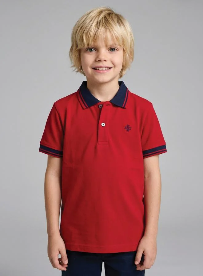 تايك تو Boys Contrast Collar Polo T-Shirt By Juniorloom