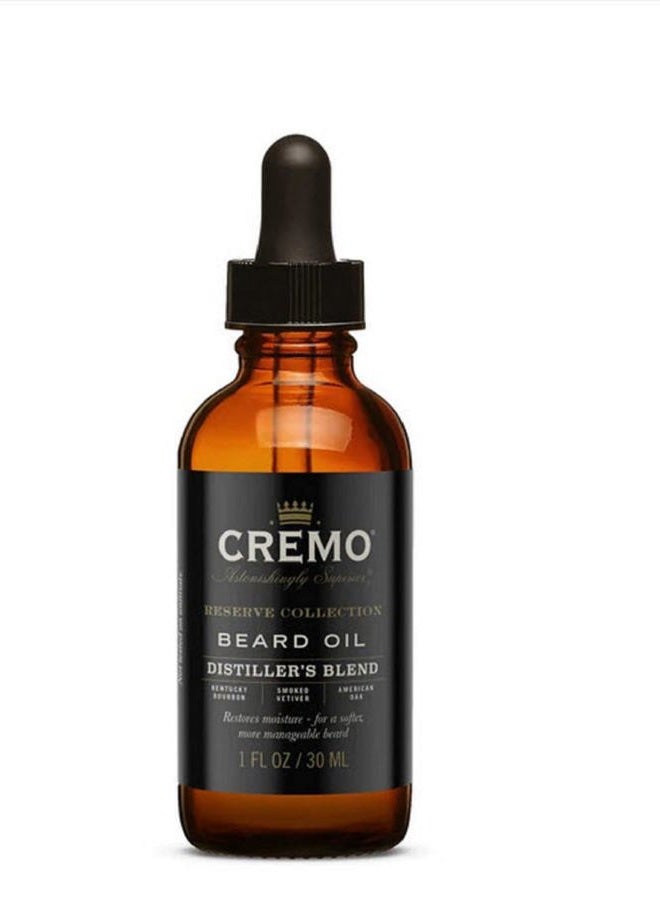 cremo Beard Oil, Distiller's Blend (Reserve Collection), 1 fl oz - Restore Natural Moisture and Soften Your Beard To Help Relieve Beard Itch - Image 1