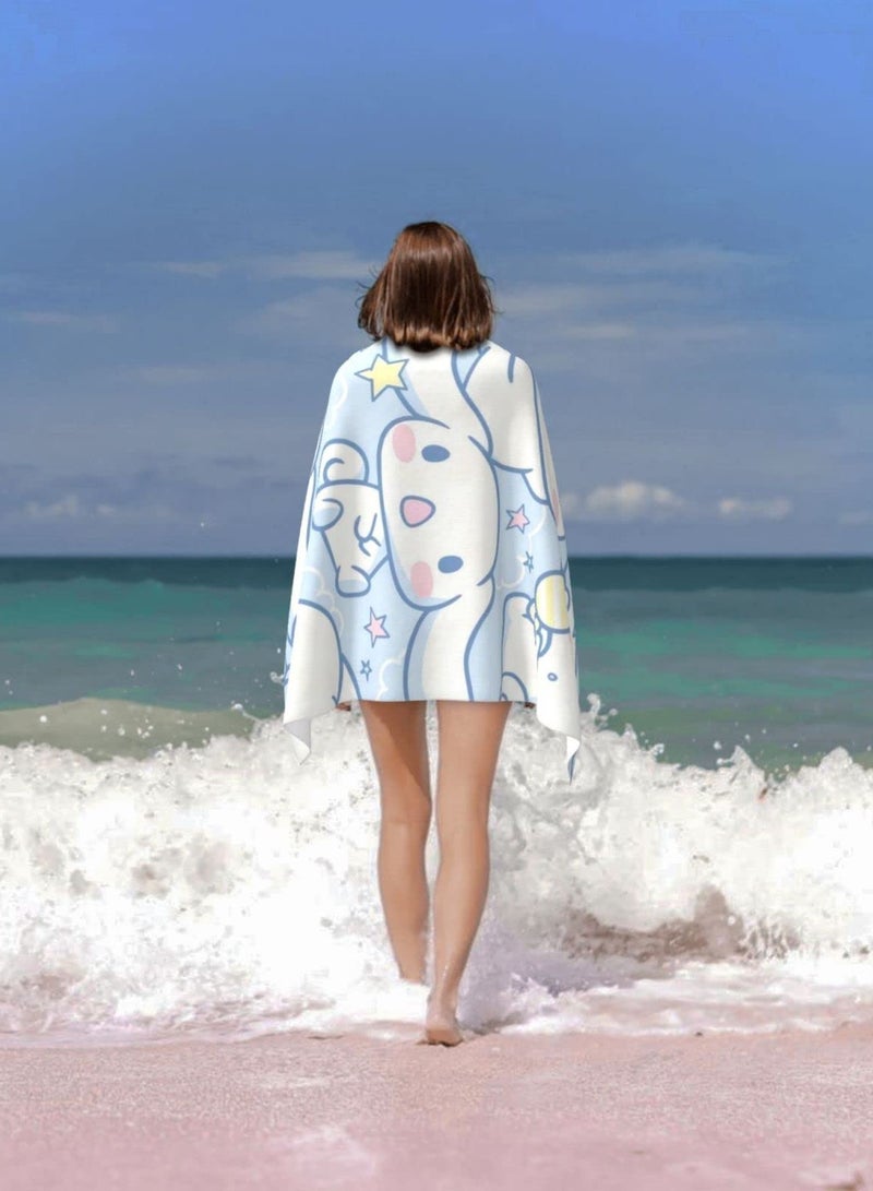 SYOSI Microfiber Anime Dog Beach Towel - Soft and Quick Dry Luxury Pool Towel for Women/Men/Kids - Cute and Sand Proof Cabana Bath Towel for Picnic, Yoga, Swimming - 52x32 Inch - Image 4