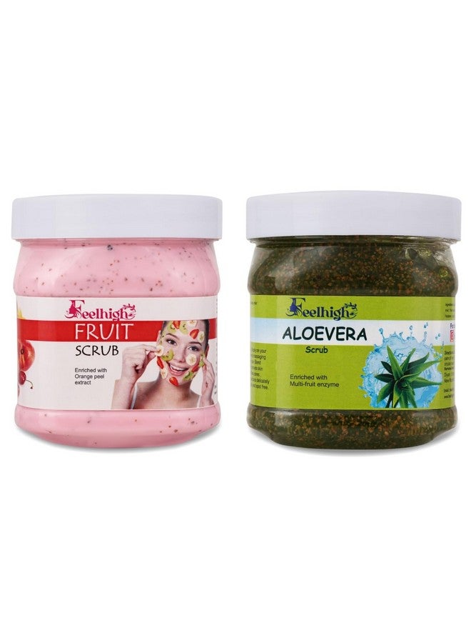 FEELHIGH مجموعة مقشر الوجه بالفواكه 500 مل غنية بمستخلص الفواكه المختلطة و جل الألوة فيرا مقشر 500 مل غني بإنزيمات الفواكه المتعددة و مستخلص الألوة فيرا 500 مل عبوة 2 للرجال والنساء مجموعة العناية بالوجه - Image 1