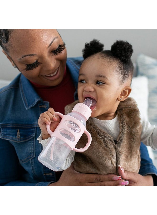 Dr. Brown's مقابض زجاجات الرضاعة المصنوعة من السيليكون بنسبة 100% من Dr. Brown's Milestones، ضيقة، باللون الأسود، والوردي الفاتح، واللون البيج، عبوة من 3 قطع، للأطفال من سن 4 أشهر فما فوق  - Image 4