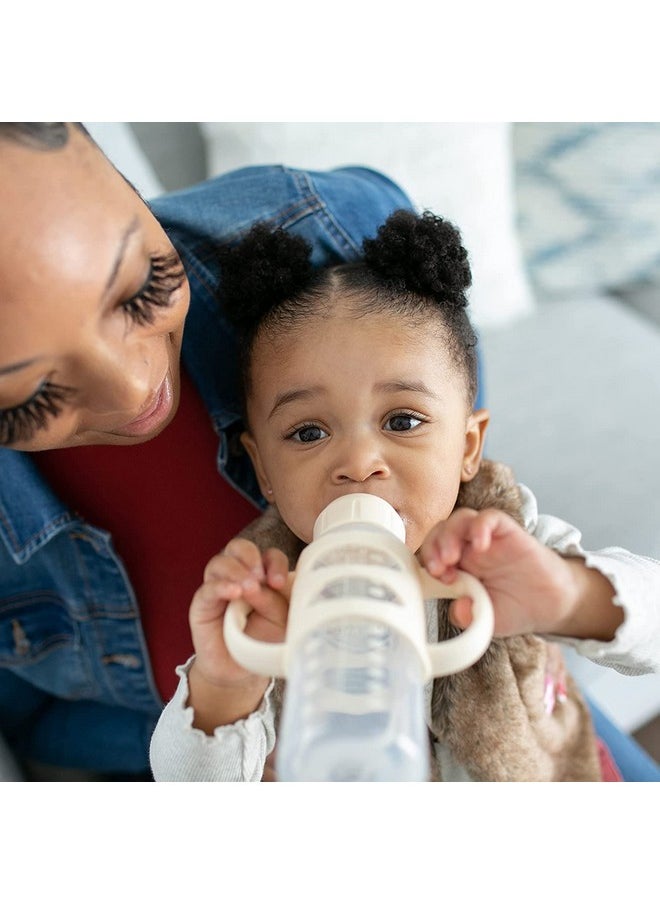 Dr. Brown's مقابض زجاجات الرضاعة المصنوعة من السيليكون بنسبة 100% من Dr. Brown's Milestones، ضيقة، باللون الأسود، والوردي الفاتح، واللون البيج، عبوة من 3 قطع، للأطفال من سن 4 أشهر فما فوق  - Image 5