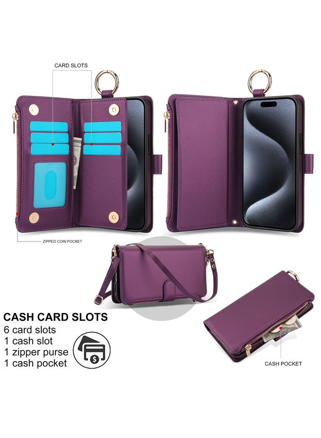 اس-توب جراب هاتف iPhone 13 Pro Max Crossbody Ring محفظة جلدية متعددة الوظائف - Image 2