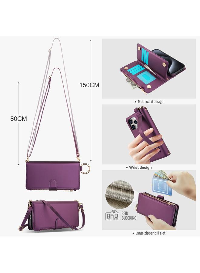 اس-توب جراب هاتف iPhone 13 Pro Max Crossbody Ring محفظة جلدية متعددة الوظائف - Image 3