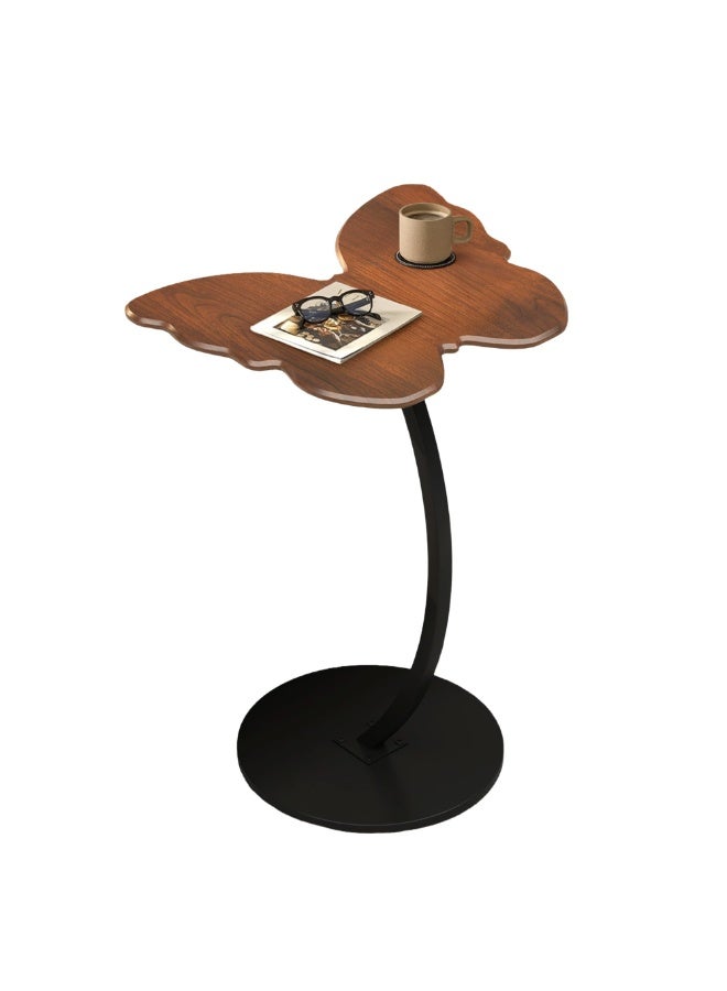 C-Shaped Butterfly End Table, Small Side Table for Couch, Living Room, Bedroom - Walnut Color - Image 5