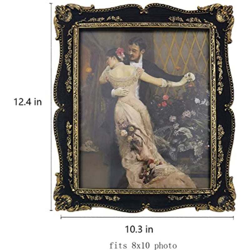 8×10 Picture Frame, Vintage Antique Picture Frames with Glass Front Ornate Photo Frames with Mat Home Decor Bedroom Display Stand 8×10 inch - Image 2