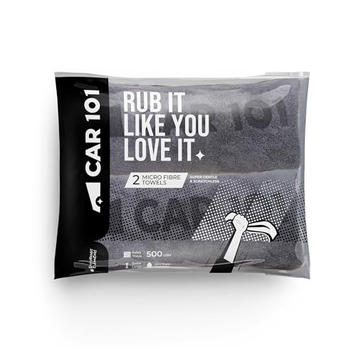 CAR101 Microfiber Cloth - 4Pcs - 75x35 cm - 500 GSM - Grey | Multipurpose | Lint-Free | Superior Softness & High Absorbency | Microfibre Towels for Car, Bike & Household Cleaning - Image 4