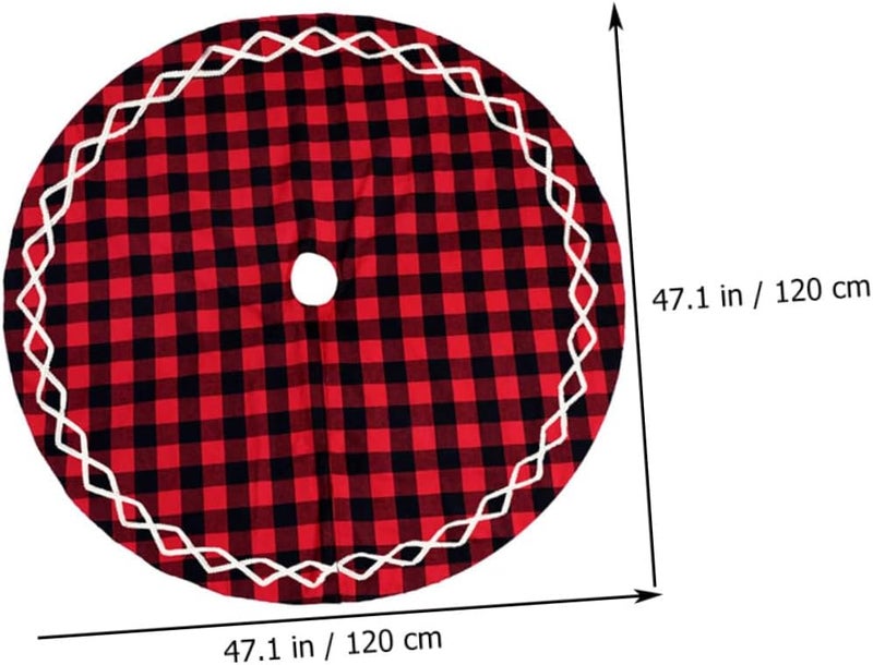 Christmas Tree Skirt 120cm Plaid Fabric Tree Apron Party Carpet Holiday Decor for Christmas Party Home Seasonal Decoration - Image 2