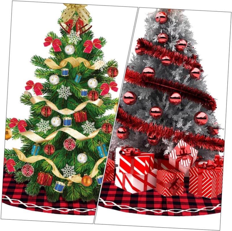 Christmas Tree Skirt 120cm Plaid Fabric Tree Apron Party Carpet Holiday Decor for Christmas Party Home Seasonal Decoration - Image 3
