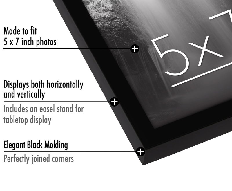 Americanflat 5x7 Picture Frame with Shatter-Resistant Glass - Set of 12 - Galleria Collection - Picture Frames for Tabletop and Wall Display - Black - Image 5