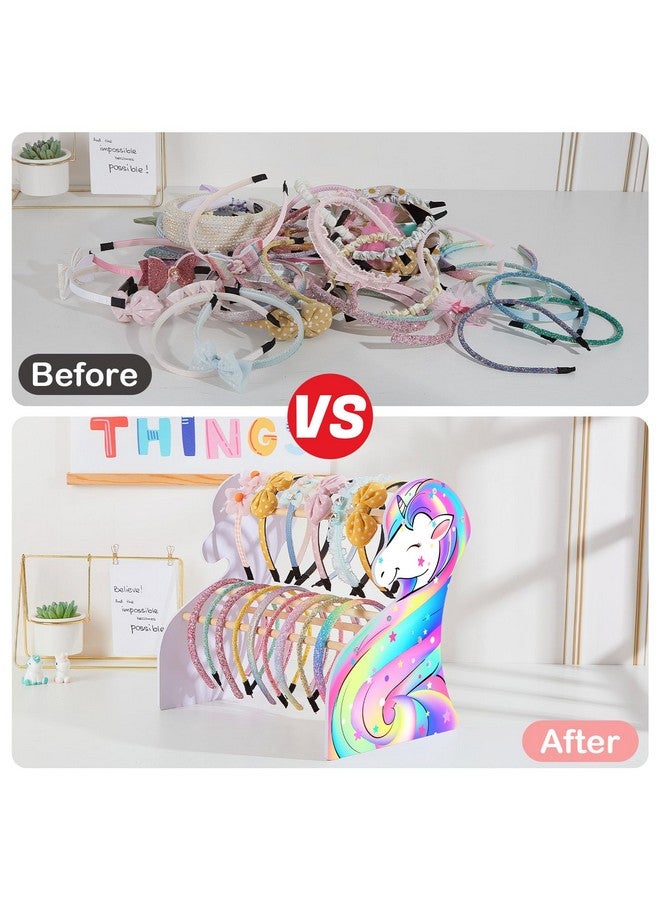 FIOBEE Girls Headband Holder Organizer Unicorn Headband Storage Hair Accessories Organizer Hairband Display Stand Home Room Decors for Kids - Image 3