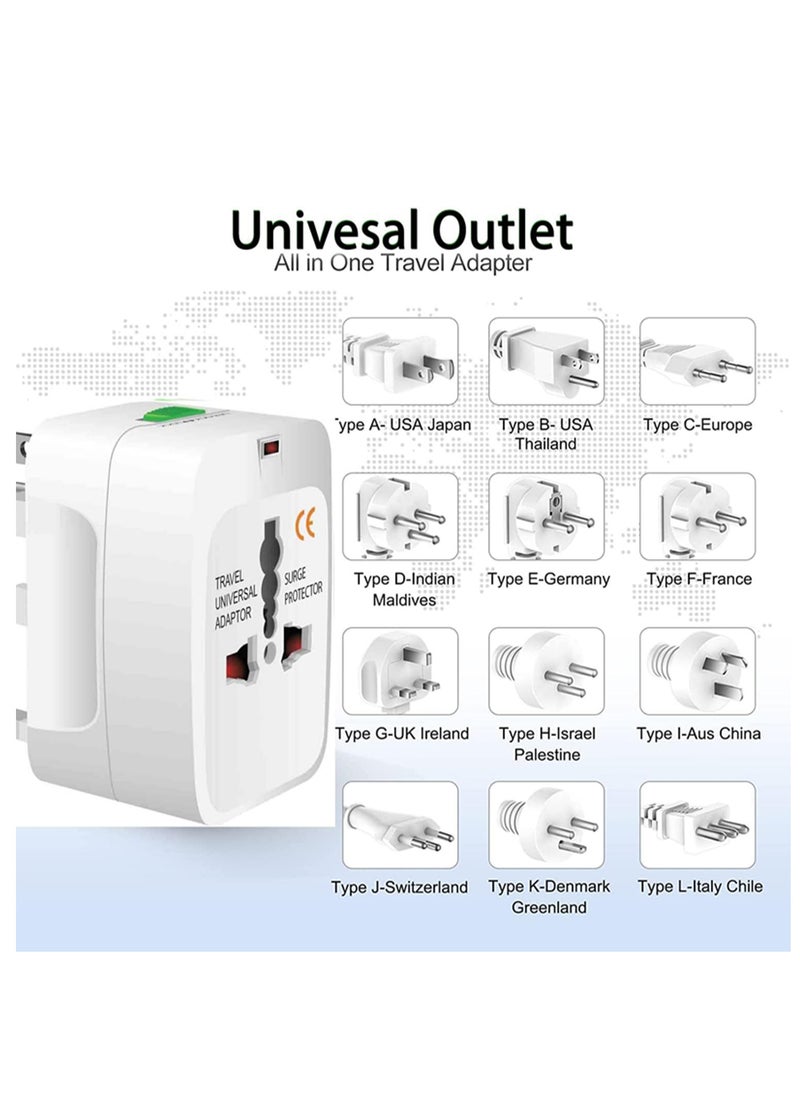 2-Pack Universal Travel Adapter, All-in-One International Power Adapter, Plug Adapter Travel Adapter