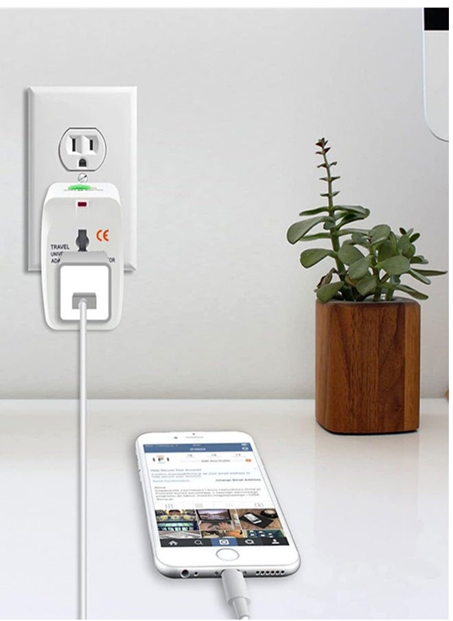 2-Pack Universal Travel Adapter, All-in-One International Power Adapter, Plug Adapter Travel Adapter