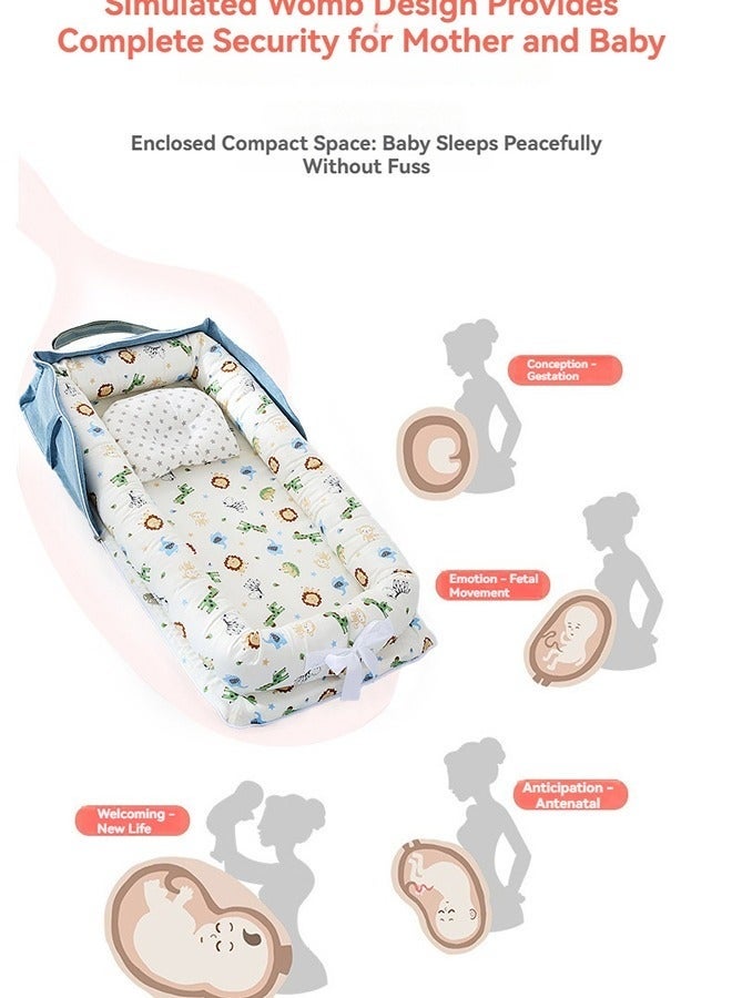 WALALLA Portable Foldable Cotton Baby Bed with Pillow Foldable Crib Bed Baby Lounger Travel Infant Newborn Baby Nest Portable Baby Bedding - Image 2