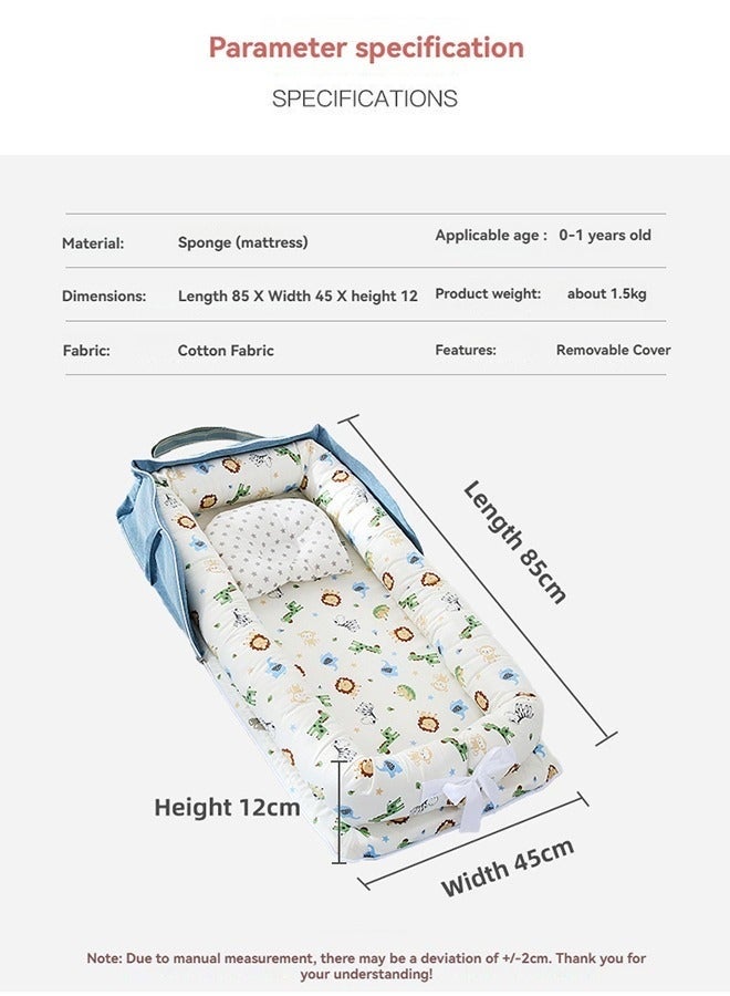 WALALLA Portable Foldable Cotton Baby Bed with Pillow Foldable Crib Bed Baby Lounger Travel Infant Newborn Baby Nest Portable Baby Bedding - Image 3