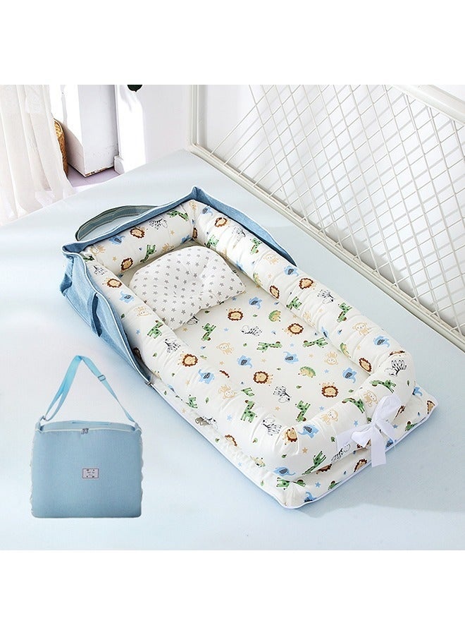 WALALLA Portable Foldable Cotton Baby Bed with Pillow Foldable Crib Bed Baby Lounger Travel Infant Newborn Baby Nest Portable Baby Bedding - Image 1