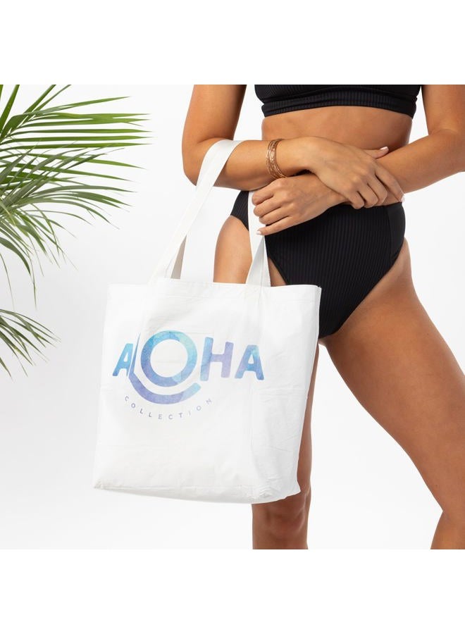 ALOHA Collection Monstera Reversible Tote in Dawn | Lightweight, Compact, and Splash-Proof Everyday Tote Bag - Image 3