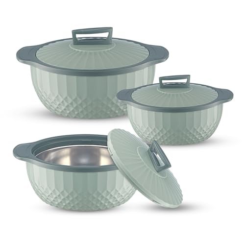 Trueware Eternity Inner Steel Insulated 1000, 1500 & 2500 ML Thermoware Casserole | BPA Free | Odour Proof | Food Grade | Easy to Carry | Serving | Curd Maker | Hot Pot (Green) - Image 1