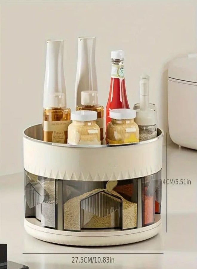 Deoxys Kitchen Shelves Spice Box Multi-Grid Spice Storage Table Rotating Spice Rack Salt Soy Sauce Vinegar Bottle Rack Simple - Image 5