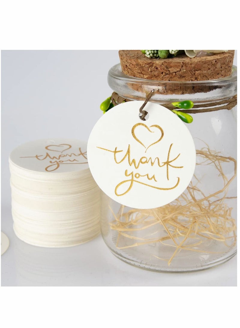 100Pcs Round Thank You Gift Tags with Jute Twine, White Kraft Paper Hang - Image 2