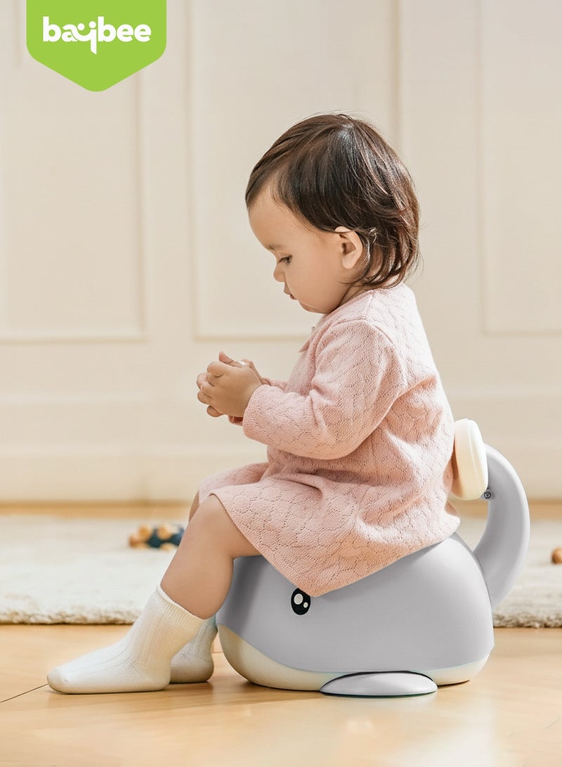 Baybee Whaley Baby Potty Seat for Kids, Baby Potty Training Seat with Closing Lid, Removable Bowl, Splash Guard & High Backrest Baby Potties for Toddlers Kids Toilet Seat Chair Kids Potty Seat for Baby 1+ Years Grey - Image 3