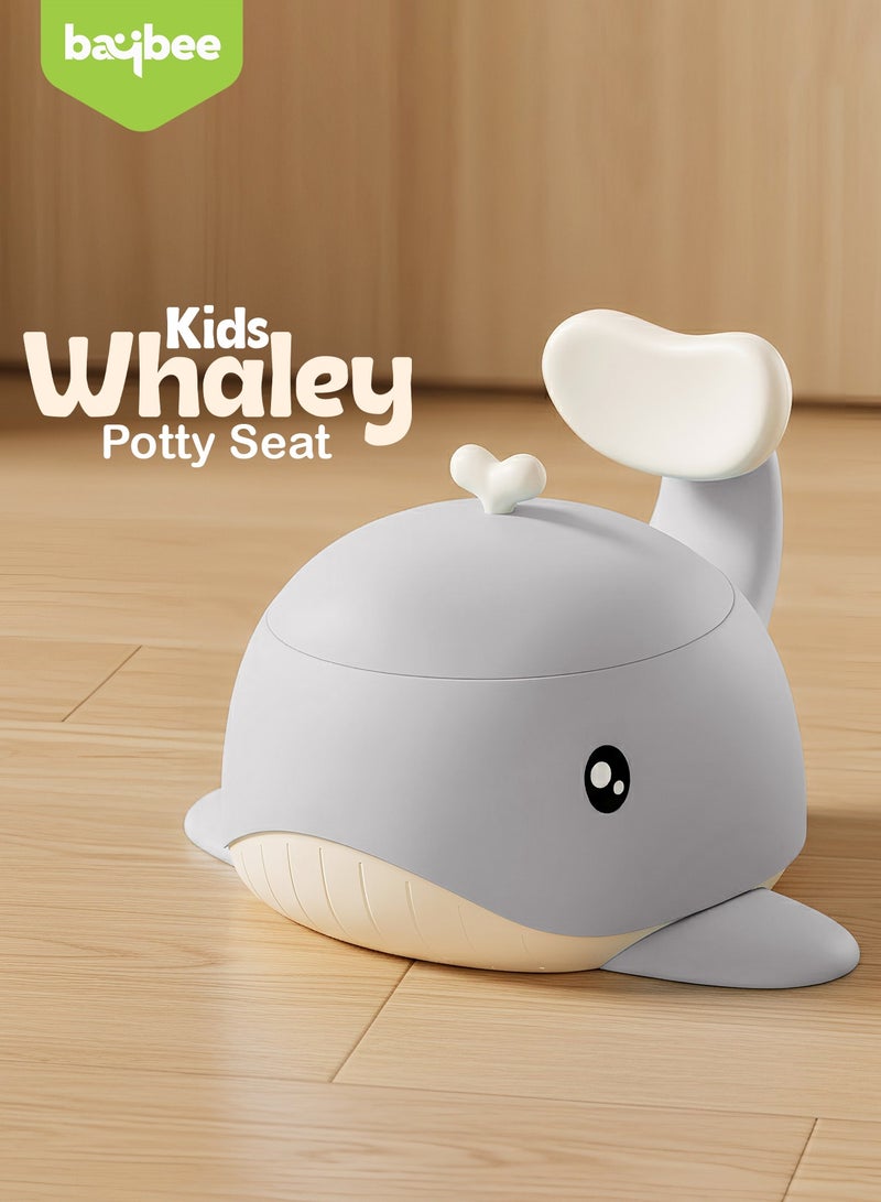 Baybee Whaley Baby Potty Seat for Kids, Baby Potty Training Seat with Closing Lid, Removable Bowl, Splash Guard & High Backrest Baby Potties for Toddlers Kids Toilet Seat Chair Kids Potty Seat for Baby 1+ Years Grey - Image 2