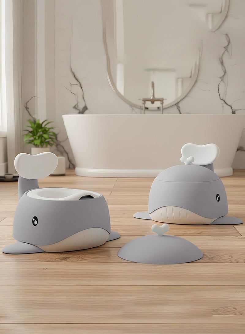 Baybee Whaley Baby Potty Seat for Kids, Baby Potty Training Seat with Closing Lid, Removable Bowl, Splash Guard & High Backrest Baby Potties for Toddlers Kids Toilet Seat Chair Kids Potty Seat for Baby 1+ Years Grey - Image 1
