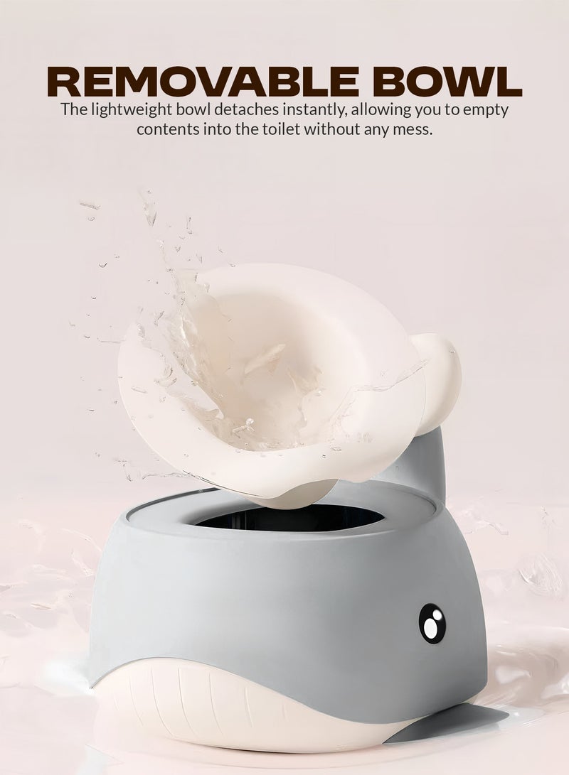 Baybee Whaley Baby Potty Seat for Kids, Baby Potty Training Seat with Closing Lid, Removable Bowl, Splash Guard & High Backrest Baby Potties for Toddlers Kids Toilet Seat Chair Kids Potty Seat for Baby 1+ Years Grey - Image 5