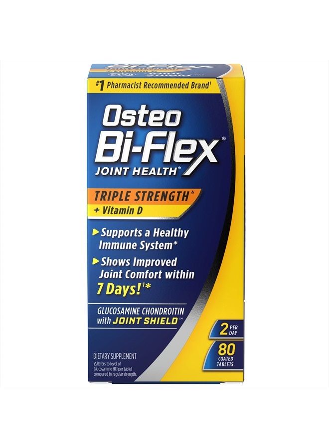 Osteo Bi-Flex Triple Strength(5) with Vitamin D Glucosamine Chondroitin Joint Health Supplement, Coated Tablets, 80 Count  - Image 1