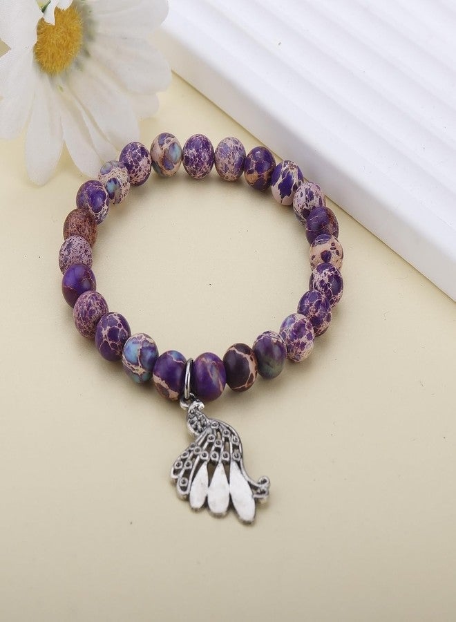 بارتنر هدايا عيد ميلاد ملهمة من بارتنر بيكوك للنساء، أفضل الأصدقاء، هدايا فريدة، أساور من الخرز المصنوع من الأحجار الطبيعية للنساء، مجوهرات من خرز العقيق مع بطاقة رسالة ذات معنى لمحبي الطاووس، تأتي في عبوة (A44) - Image 3