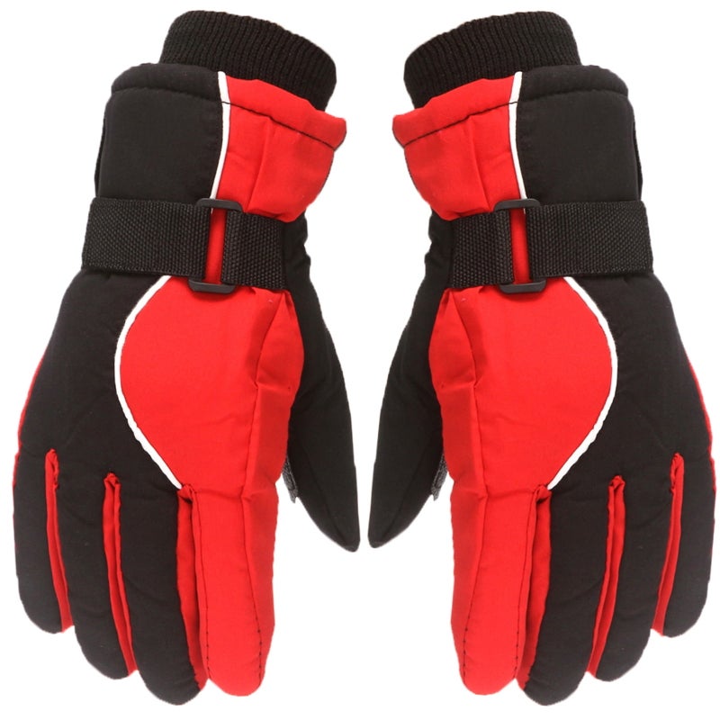 Children's winter mittens windproof snow outdoor skiing sports gloves Red