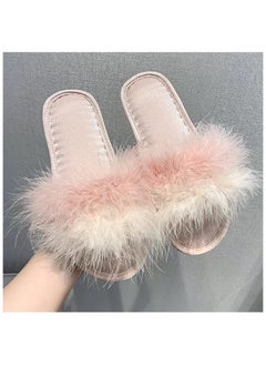 Women's Fluffy Pom Pom Feather Slipper Memory Foam Cozy Slippers House Bedroom Fuzzy Slippers for Women