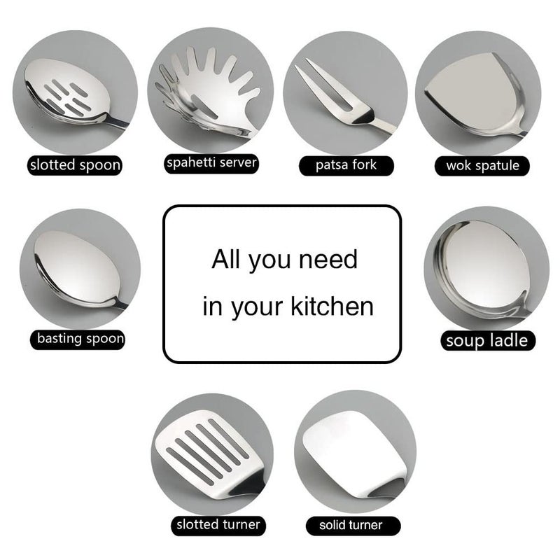Eagrye 8-Piece Stainless-Steel Kitchen Cooking Utensils - Image 4