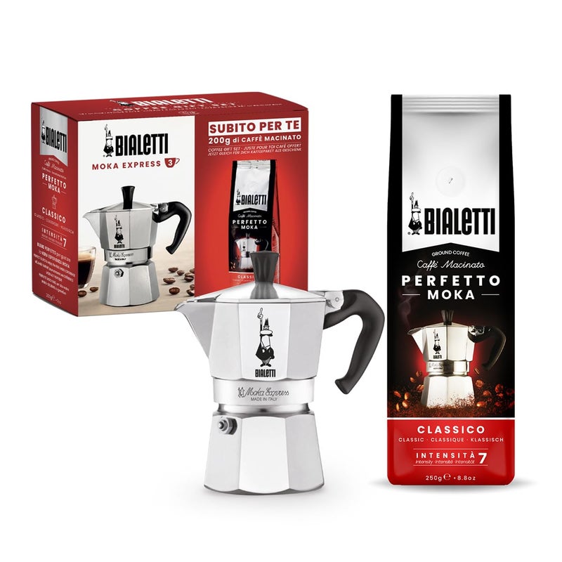Bialetti Moka Express Espresso Maker for 6 Cups plus 250 g Perfect Moka NonInduction 6 Cups 250 ml Aluminium