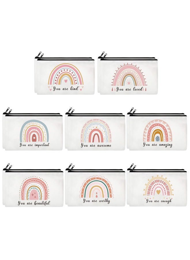 Yahenda 16 Pcs Inspirational Gifts Rainbow Cosmetic Bag with Zipper You Are Worthy Loved Beautiful Kind Makeup Bag Encouragement Birthday Friendship Gifts for Women Girls Teens Sister Travel Organizer Pouch - Image 1