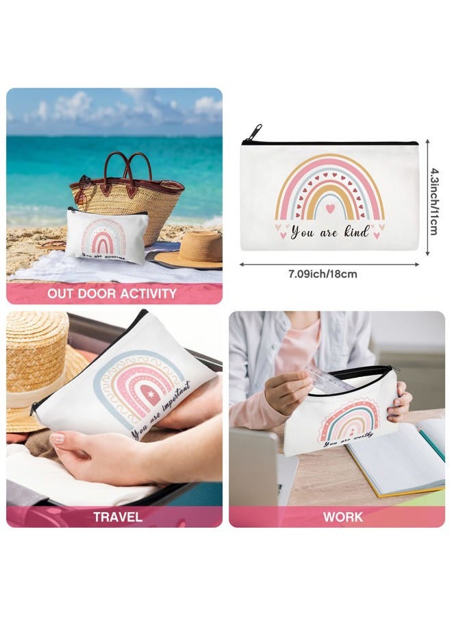 Yahenda 16 Pcs Inspirational Gifts Rainbow Cosmetic Bag with Zipper You Are Worthy Loved Beautiful Kind Makeup Bag Encouragement Birthday Friendship Gifts for Women Girls Teens Sister Travel Organizer Pouch - Image 5