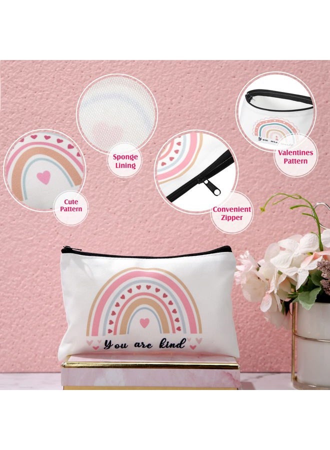Yahenda 16 Pcs Inspirational Gifts Rainbow Cosmetic Bag with Zipper You Are Worthy Loved Beautiful Kind Makeup Bag Encouragement Birthday Friendship Gifts for Women Girls Teens Sister Travel Organizer Pouch - Image 2